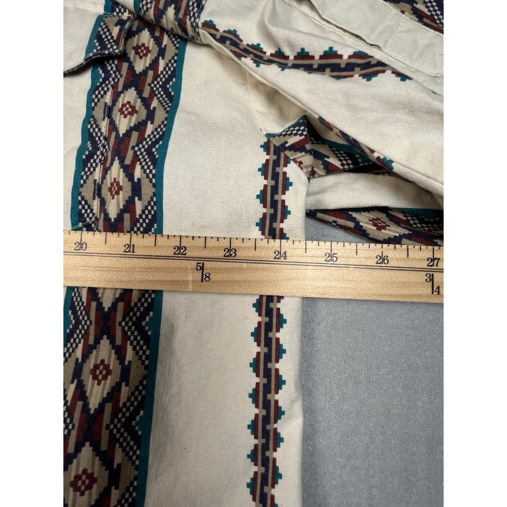 Vintage Panhandle Slim Western Ivory Pearl Snap button Shirt Aztec Long 18 35/36 - Picture 5 of 7